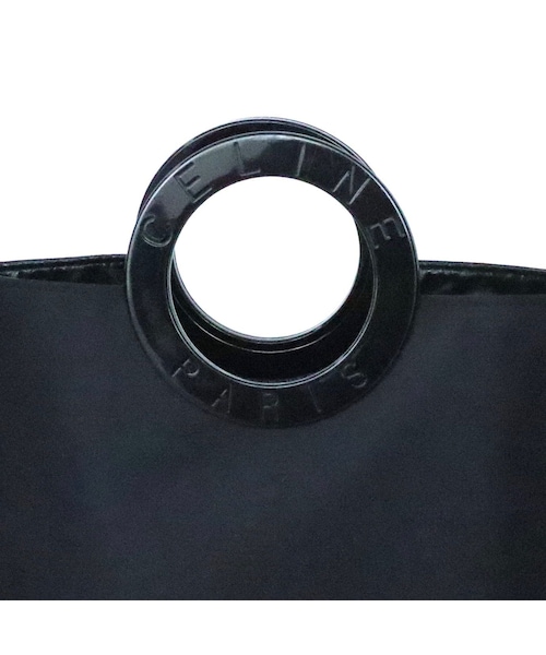 セリーヌ CELINE サークルハンド ミニハンドバッグ ブラック ナイロン セリーヌ サークルロゴ ナイロン×レザー ハンドバッグ ブラック