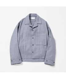 RYO TAKASHIMA | Wide sleeve open collar shirt (Blue gun club check)(シャツ/ブラウス)