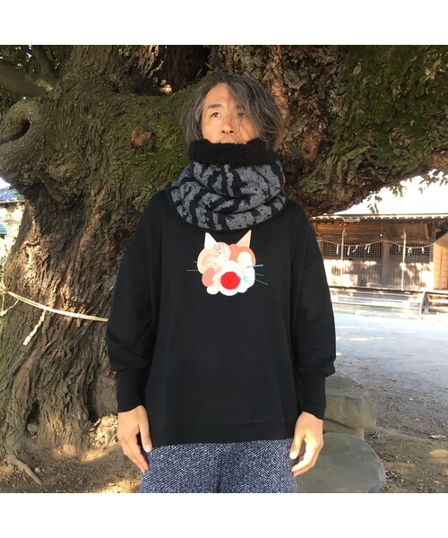 bedsidedrama（ベットサイドドラマ）の「bedsidedrama　犬 de 猫 ワイドPO（black）（スウェット・レディース・その他）」の9枚目の写真