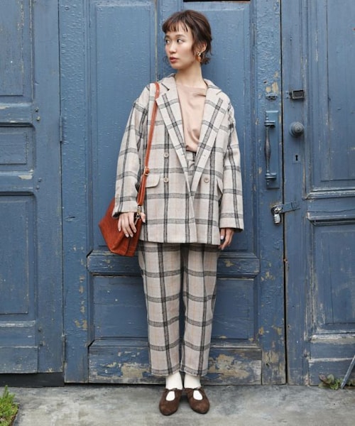 Crisp（クリスプ）の「チェックタックパンツ（その他パンツ・レディース・グレー/アイボリー・FREE）」の4枚目の写真