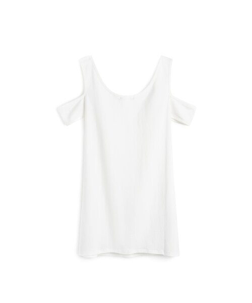 PAZZO（パッゾ）の「MIT 歐美簡約素面露肩上衣（トップス・レディース・牙白/黑・S/M/L）」の2枚目の写真