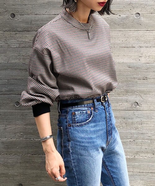 PAGEBOY（ページボーイ）の「【WEB先行予約】ガンクラブチェックリブプルオーバー（トップス・レディース・キャメル/ダークブラウン・F）」の6枚目の写真