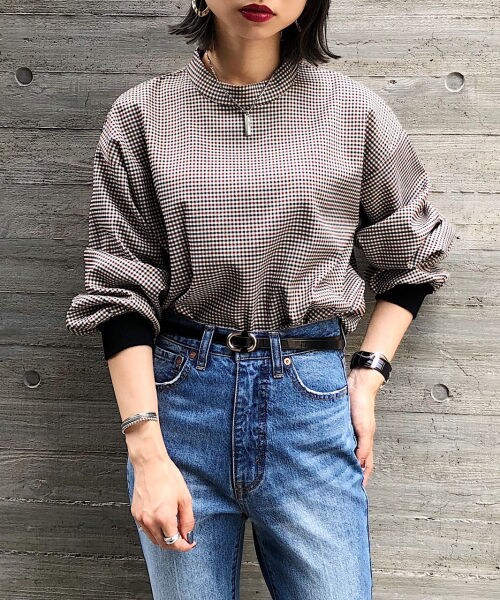 PAGEBOY（ページボーイ）の「【WEB先行予約】ガンクラブチェックリブプルオーバー（トップス・レディース・キャメル/ダークブラウン・F）」の2枚目の写真