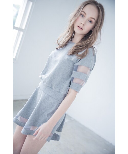 ORENDA（オレンダ）の「時髦透視感波浪擺短裙（スカート・レディース・灰/黑・S/M/L）」の5枚目の写真
