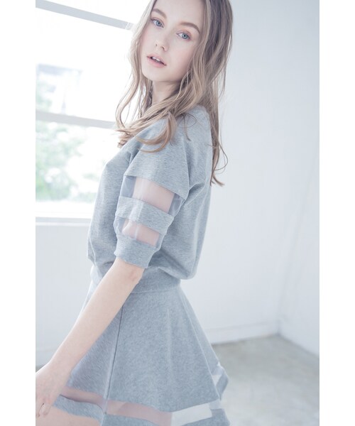 ORENDA（オレンダ）の「時髦透視感波浪擺短裙（スカート・レディース・灰/黑・S/M/L）」の4枚目の写真