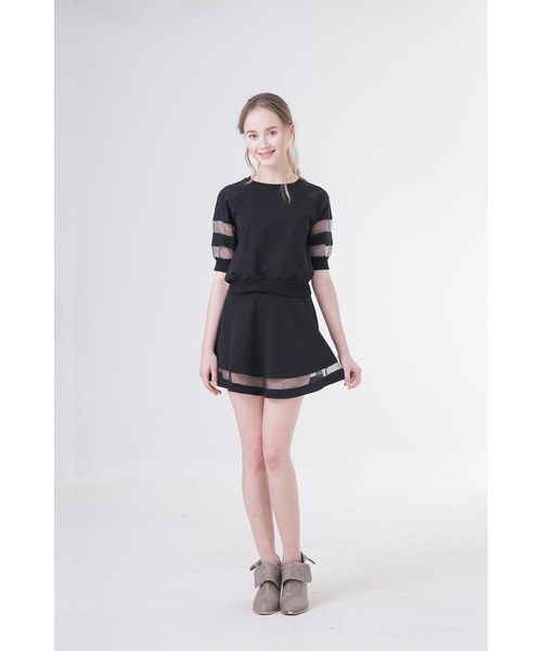 ORENDA（オレンダ）の「時髦透視感波浪擺短裙（スカート・レディース・灰/黑・S/M/L）」の7枚目の写真