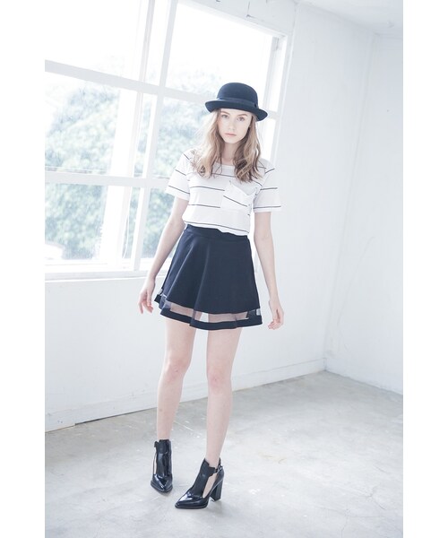 ORENDA（オレンダ）の「時髦透視感波浪擺短裙（スカート・レディース・灰/黑・S/M/L）」の10枚目の写真