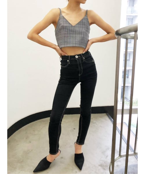 GYDA（ジェイダ）の「ワンウォッシュハイウエストパンツ（デニムパンツ・ブラック/インディゴ・XS/S/XXS/M）」の5枚目の写真