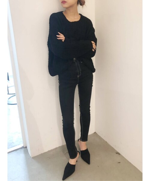 GYDA（ジェイダ）の「ワンウォッシュハイウエストパンツ（デニムパンツ・ブラック/インディゴ・XS/S/XXS/M）」の7枚目の写真