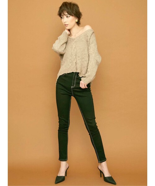 GYDA（ジェイダ）の「ワンウォッシュハイウエストパンツ（デニムパンツ・ブラック/インディゴ・XS/S/XXS/M）」の4枚目の写真