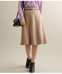 VIS | 【EASY CARE】ウォッシャブルフラノ合皮ベルト付フレアスカート(スカート)