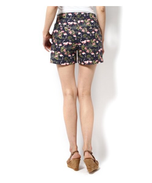 SLOBE IENA（スローブイエナ）の「フラミンゴプリント ショートパンツ（ショート・ハーフパンツ・レディース・ネイビー・36/38/40）」の4枚目の写真