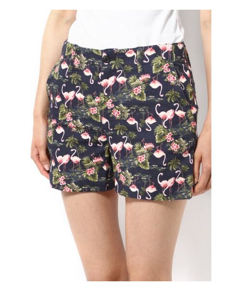 SLOBE IENA（スローブイエナ）の「フラミンゴプリント ショートパンツ（ショート・ハーフパンツ・レディース・ネイビー・36/38/40）」の5枚目の写真