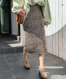 DHOLIC | スリットレオパードスカート(スカート)