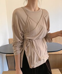 DHOLIC | スリットラップTシャツ(Tシャツ/カットソー)