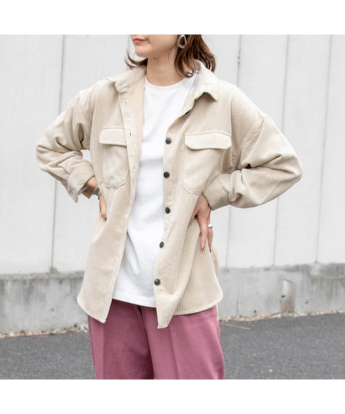 Sheson（シーズン）の「Sheson(シーズン)セレクト 太コーデュロイビッグシャツ（シャツ/ブラウス・レディース・ブラウン/ホワイト/ブラック・FREE）」の2枚目の写真