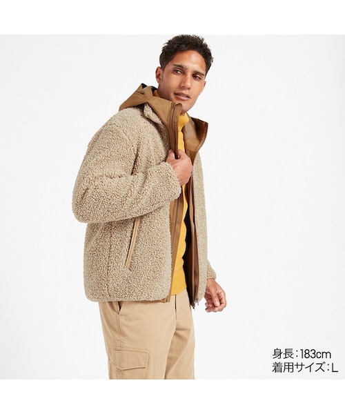 UNIQLO（ユニクロ）の「ボアフリースジャケット（長袖）（その他アウター・メンズ・NAVY 69/BEIGE 32/DARK GREEN 59・S/3XL/XXL/L/XL/M/4XL/XS）」の2枚目の写真