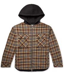 RHUDE | Rhude Jersey-Trimmed Checked Cotton-Flannel Hooded Jacket(テーラードジャケット)