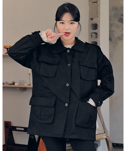 HOTPING(ホッピン)の「ベストSETフォーポケットミリタリージャケット(ミリタリージャケット・レディース・Black/Grey/Beige・XS-M/M-XL/2XL)」の1枚目の写真