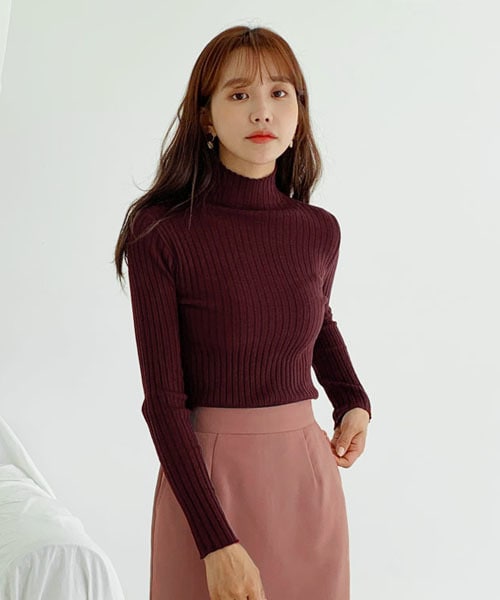 DHOLIC（ディーホリック）の「ハイネックリブニット（ニット/セーター・レディース・ブラウン/ホワイト/レッド/ベージュ/ブラック・FREE）」の5枚目の写真