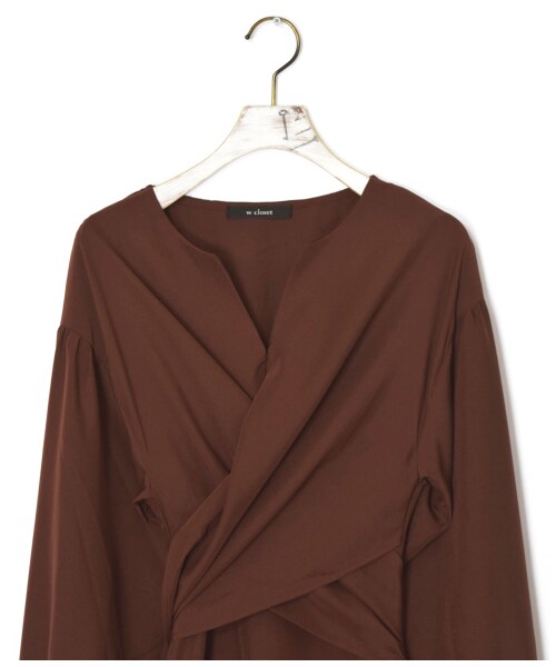 w closet（ダブルクローゼット）の「カシュクール後ろリボンワンピース（ワンピース/ドレス・レディース・Lベージュ/グレーピンク/アカチャ・FREE/M/L）」の8枚目の写真