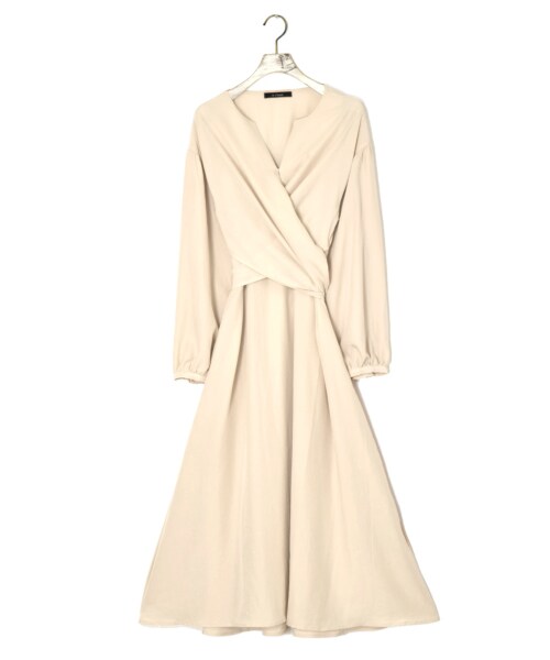 w closet（ダブルクローゼット）の「カシュクール後ろリボンワンピース（ワンピース/ドレス・レディース・Lベージュ/グレーピンク/アカチャ・FREE/M/L）」の6枚目の写真