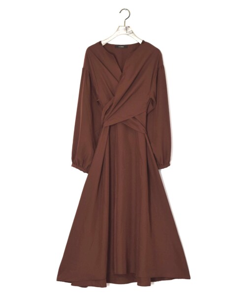 w closet（ダブルクローゼット）の「カシュクール後ろリボンワンピース（ワンピース/ドレス・レディース・Lベージュ/グレーピンク/アカチャ・FREE/M/L）」の3枚目の写真