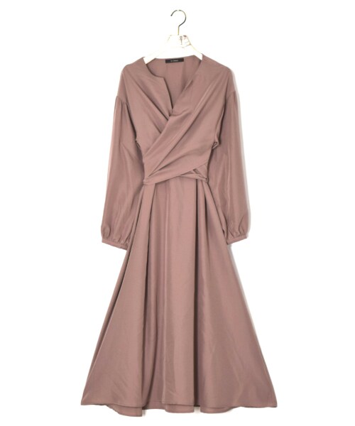 w closet（ダブルクローゼット）の「カシュクール後ろリボンワンピース（ワンピース/ドレス・レディース・Lベージュ/グレーピンク/アカチャ・FREE/M/L）」の2枚目の写真