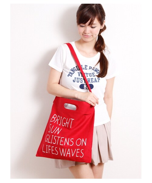 earth music&ecology（アースミュージックアンドエコロジー）の「・2Wayキャンバスバッグ（バッグ・ポーチ・レディース・アイボリー/ブラック/レッド/ブルー・F）」の10枚目の写真