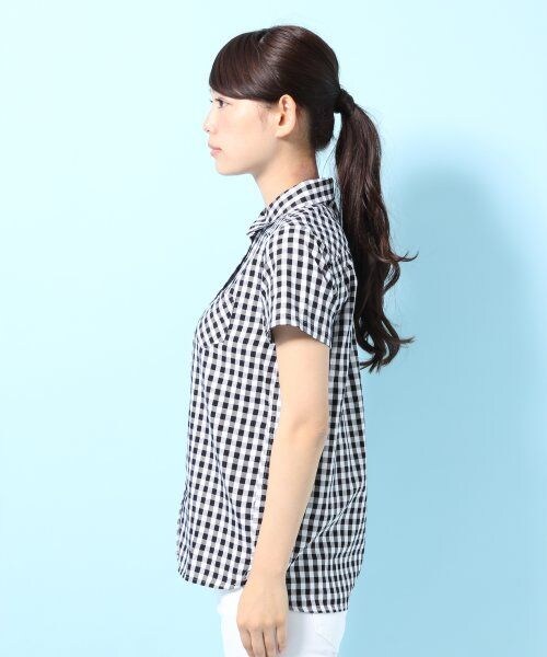 LOWRYS FARM（ローリーズファーム）の「ギンガムシャツショートスリーブ２（トップス・レディース・オフ/ネイビー・Ｍ/Ｌ）」の3枚目の写真