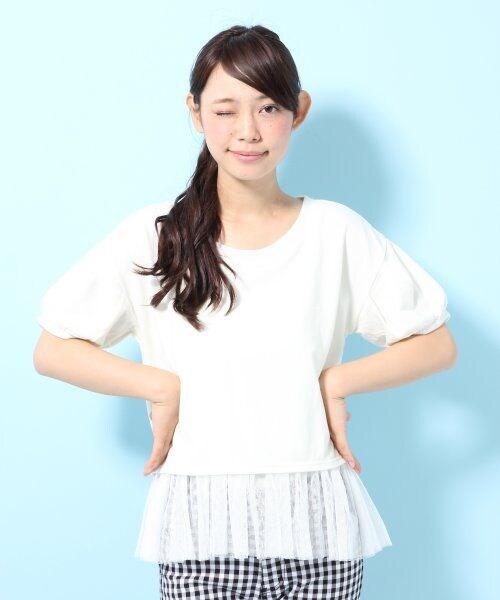 LOWRYS FARM(ローリーズファーム)の「レイヤードプルオーバーショートスリーブ(トップス・レディース・オフ/グレー・M/L)」の1枚目の写真