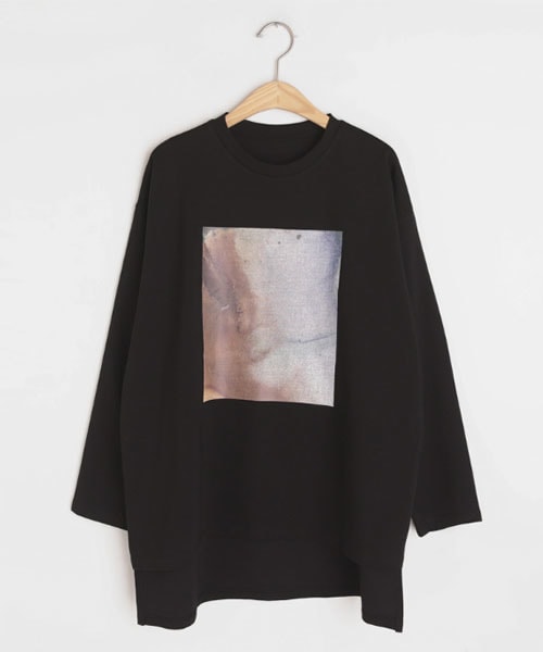 DHOLIC（ディーホリック）の「スクエアプリントTシャツ（Tシャツ/カットソー・レディース・ホワイト/ブラック/ベージュ・FREE）」の2枚目の写真