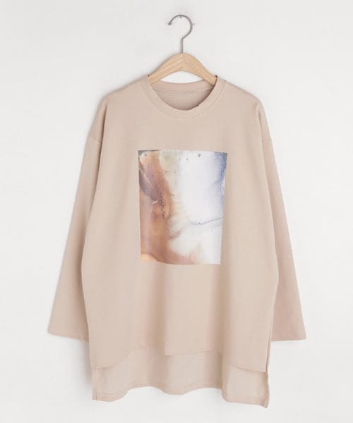 DHOLIC（ディーホリック）の「スクエアプリントTシャツ（Tシャツ/カットソー・レディース・ホワイト/ブラック/ベージュ・FREE）」の3枚目の写真