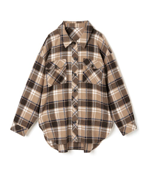 GRL（グレイル）の「胸ポケット付きオーバーサイズチェックシャツ