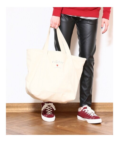 HOLIDAY(ホリデイ)の「holiday ZIP TOTE M(バッグ・レディース・WHITE/REDxNAY/BLKxGRN・ONE SIZE)」の1枚目の写真
