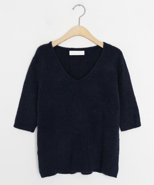 DHOLIC（ディーホリック）の「ソフトリブVネックニット（ニット/セーター・レディース・ホワイト/その他/ブラウン・FREE）」の3枚目の写真