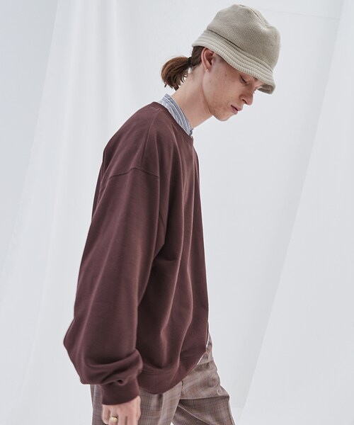 LIDNM（リドム）の「WIDE LOOSE SWEAT（スウェット・メンズ・ブラウン系・MEDIUM/LARGE）」の3枚目の写真