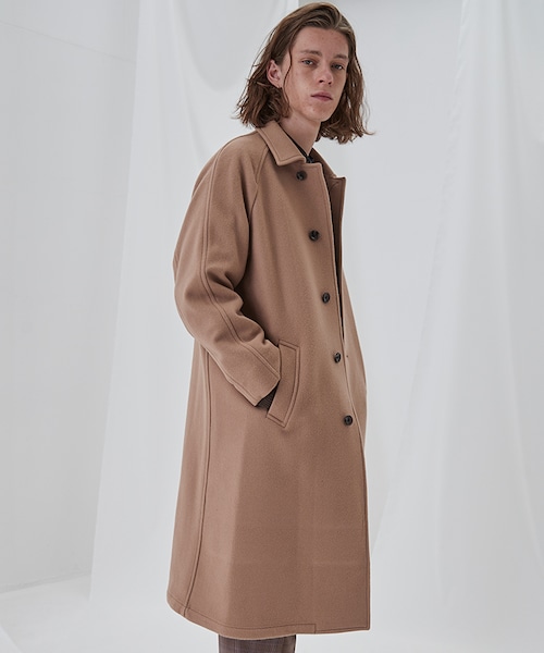 LIDNM（リドム）の「Super110's BEAVER BALMACAAN COAT（ステンカラーコート・メンズ・ベージュ系・MEDIUM/LARGE）」の2枚目の写真