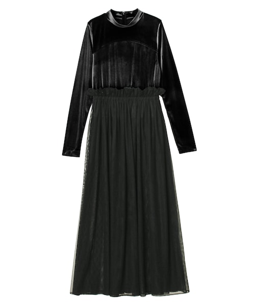23ss パメオポーズ【F】Lace Velour Dress ベルベッド PAMEO POSE（パメオポーズ）の「Velour Ball Dress（ワンピース）」 - WEAR