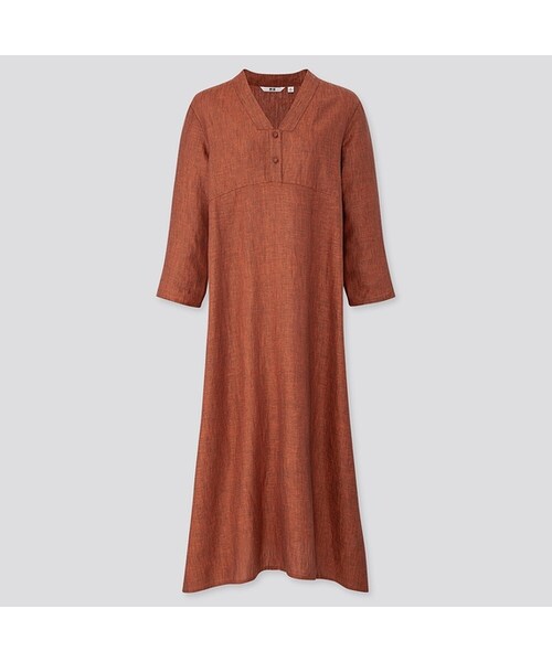 UNIQLO（ユニクロ）の「プレミアムリネンクルタワンピース（7分袖 