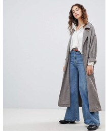 Free People Melody oversized check trench coat