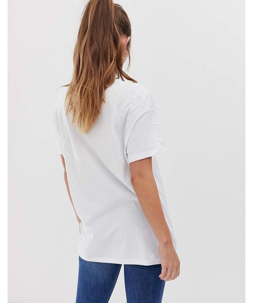 Bershka（ベルシュカ）の「Bershka oversized tee in white（Tシャツ/カットソー・レディース・White・XS/S/M/L）」の3枚目の写真