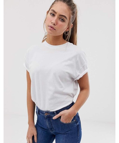 Bershka（ベルシュカ）の「Bershka oversized tee in white（Tシャツ/カットソー・レディース・White・XS/S/M/L）」の4枚目の写真