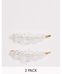 Asos Design ASOS DESIGN pack of 2 hair clips in clear resin beads