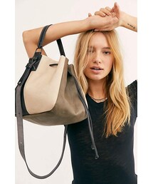 Delle Cose Lilia Colorblocked Drawstring Bucket Bag by Free People