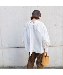 no brand | [予約10月下旬入荷]バックリボンバルーンスリーブBL(シャツ/ブラウス)