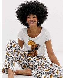 Monki leopard floral print pyjama set in multi