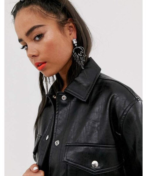 Bershka（ベルシュカ）の「Bershka PU shacket in black（ジャケット/アウター・レディース・Black・XS/S/M/L）」の3枚目の写真