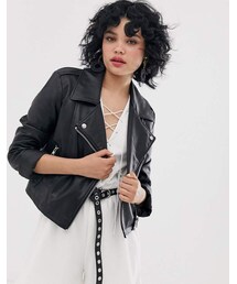 asos | Asos Design ASOS DESIGN ultimate leather look biker jacket(ライダースジャケット)