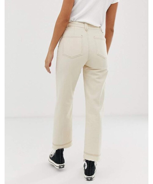 Bershka（ベルシュカ）の「Bershka button top denim culottes in off white（デニムパンツ・レディース・White・Us 0/Us 2/Us 4/Us 6/Us 8）」の3枚目の写真